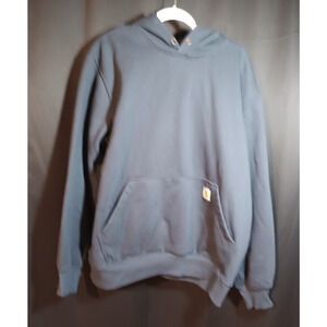 Carhartt Men’s Large Rain Defender Hoodie Navy Blue Loose Fit Workwear Heavy